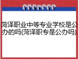 菏泽职业中等专业学校是公办的吗(菏泽职专是公办吗)