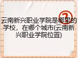 云南新兴职业学院是哪里的学校，在哪个城市(云南新兴职业学院位置)
