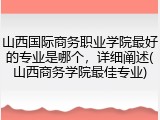 山西国际商务职业学院最好的专业是哪个，详细阐述(山西商务学院最佳专业)