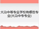 大冶中等专业学校有哪些专业(大冶中专专业)