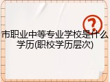 市职业中等专业学校是什么学历(职校学历层次)