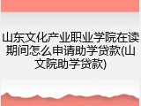 山东文化产业职业学院在读期间怎么申请助学贷款(山文院助学贷款)