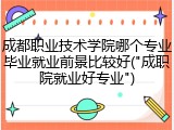 成都职业技术学院哪个专业毕业就业前景比较好("成职院就业好专业")