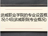 武威职业学院的专业设置概况介绍(武威职院专业概况)