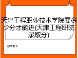 天津工程职业技术学院要多少分才能进(天津工程职院录取分)