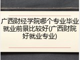 广西财经学院哪个专业毕业就业前景比较好(广西财院好就业专业)