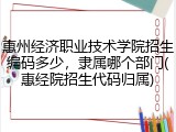 惠州经济职业技术学院招生编码多少，隶属哪个部门(惠经院招生代码归属)