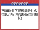 南阳职业学院校训是什么，校长介绍(南阳职院校训校长)