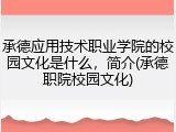 承德应用技术职业学院的校园文化是什么，简介(承德职院校园文化)