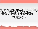 沧州职业技术学院是一本吗录取分数线多少(沧职院一本线多少)