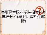 漳州卫生职业学院招生计划详细分析(漳卫职院招生解析)