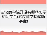 武汉商学院开设有哪些奖学和助学金(武汉商学院奖助学金)