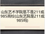 山东艺术学院是不是211或985高校(山东艺院是211或985吗)