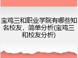 宝鸡三和职业学院有哪些知名校友，简单分析(宝鸡三和校友分析)