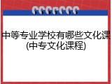 中等专业学校有哪些文化课(中专文化课程)