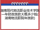 湖南现代物流职业技术学院一年财政拨款大概多少钱(湖南物流职院年拨款)