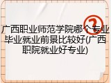 广西职业师范学院哪个专业毕业就业前景比较好(广西职院就业好专业)