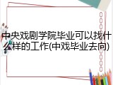 中央戏剧学院毕业可以找什么样的工作(中戏毕业去向)