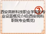 西安高新科技职业学院的专业设置概况介绍(西安高科职院专业概览)