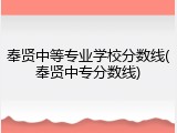 奉贤中等专业学校分数线(奉贤中专分数线)