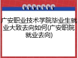 广安职业技术学院毕业生就业大致去向如何(广安职院就业去向)