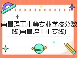 南昌理工中等专业学校分数线(南昌理工中专线)