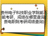 贵州电子科技职业学院能不能考研，成绩在哪里查询(贵电职院考研成绩查询)