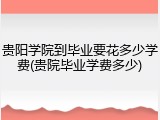 贵阳学院到毕业要花多少学费(贵院毕业学费多少)