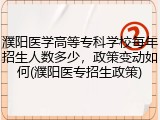 濮阳医学高等专科学校每年招生人数多少，政策变动如何(濮阳医专招生政策)