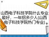 山西电子科技学院什么专业最好，一年招多少人(山西电子科技学院热门专业)