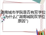 湖南城市学院是否有双学位，为什么("湖南城院双学位原因")