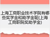 上海工商职业技术学院有哪些奖学金和助学金呢(上海工商职院奖助学金)