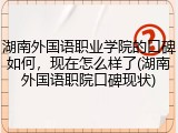湖南外国语职业学院的口碑如何，现在怎么样了(湖南外国语职院口碑现状)