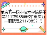 重庆五一职业技术学院是不是211或985高校("重庆五一职院是211/985？")