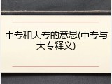 中专和大专的意思(中专与大专释义)