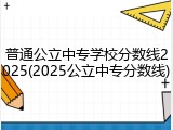 普通公立中专学校分数线2025(2025公立中专分数线)