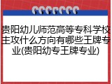 贵阳幼儿师范高等专科学校主攻什么方向有哪些王牌专业(贵阳幼专王牌专业)