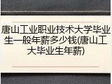 唐山工业职业技术大学毕业生一般年薪多少钱(唐山工大毕业生年薪)