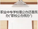 职业中专学校是公办还是民办("职校公办民办")