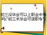 初三没毕业可以上职业中专吗("初三未毕业可读职专")