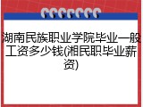 湖南民族职业学院毕业一般工资多少钱(湘民职毕业薪资)