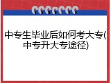 中专生毕业后如何考大专(中专升大专途径)