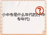 小中专是什么年代的(小中专年代)