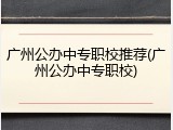 广州公办中专职校推荐(广州公办中专职校)