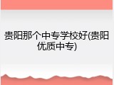 贵阳那个中专学校好(贵阳优质中专)