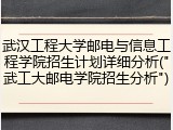 武汉工程大学邮电与信息工程学院招生计划详细分析("武工大邮电学院招生分析")