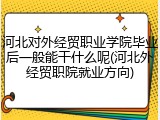 河北对外经贸职业学院毕业后一般能干什么呢(河北外经贸职院就业方向)
