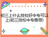 初三上什么技校好中专可以上(初三技校中专推荐)