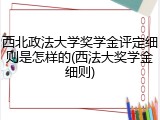 西北政法大学奖学金评定细则是怎样的(西法大奖学金细则)