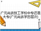 广元尚武技工学校中专还是大专(广元尚武学历层次)